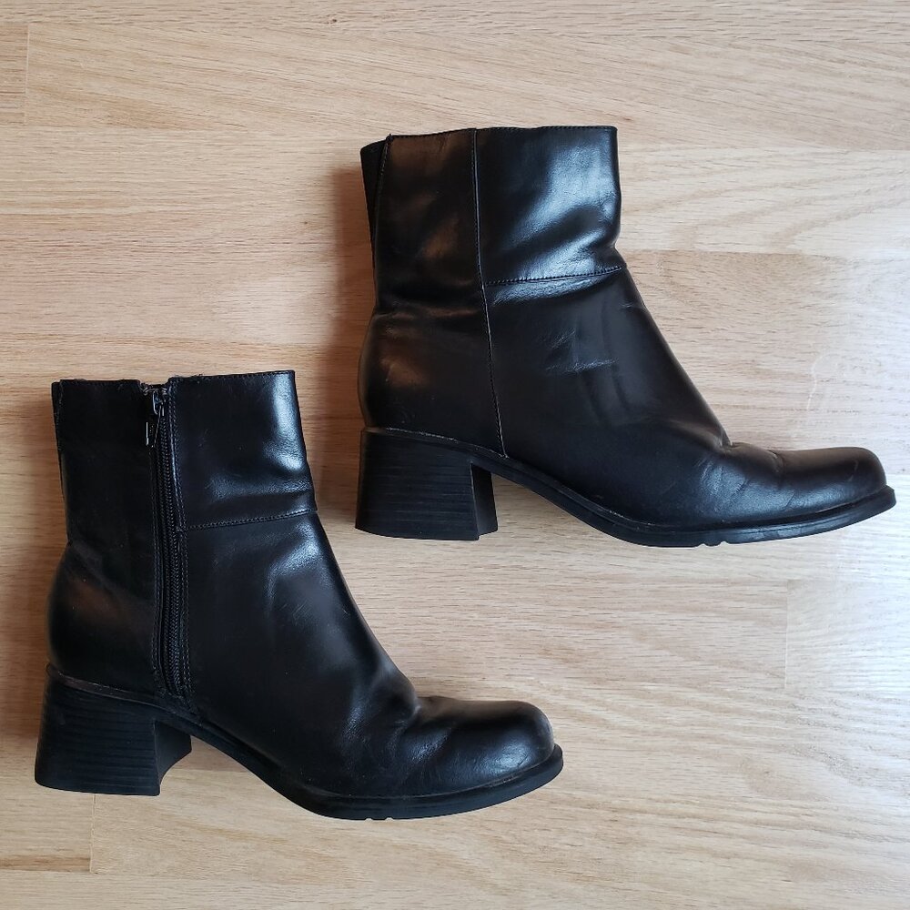 AJ Valenci Genuine Leather Black Comfort Ankle Boots Size 8 M Zipper